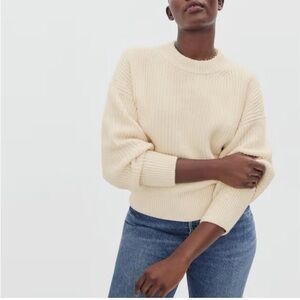 Everlane 100% organic cotton cottagecore Cream Crew Neck Sweater NWOT